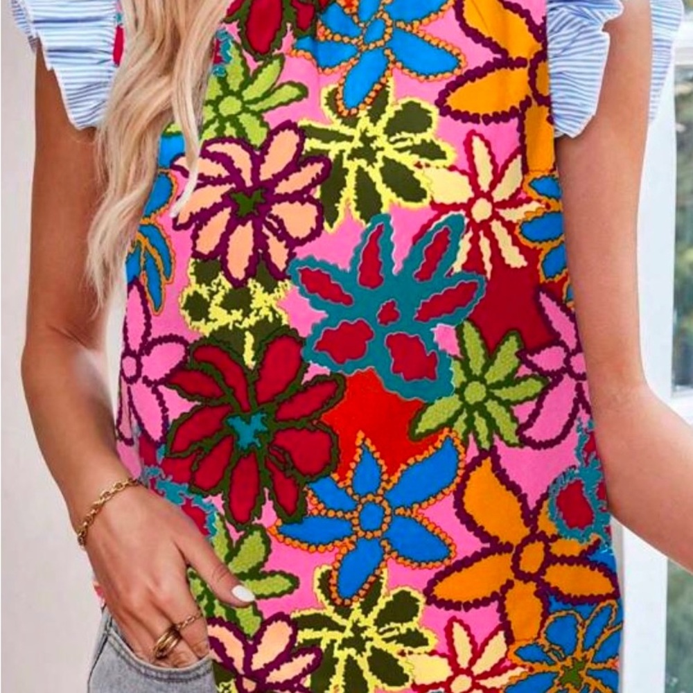 Colorful Floral Sleeveless Top